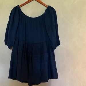 Free People Midnight Blue Candy Shop Off The Shoulder Mini Dress NWT